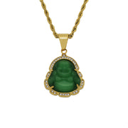Stainless Steel New Diamond Cat's Eye Chalcedony Maitreya Buddha Pendant Jewelry