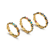 Turkish Evil Eye Ring Gold Color Copper Dropping Oil