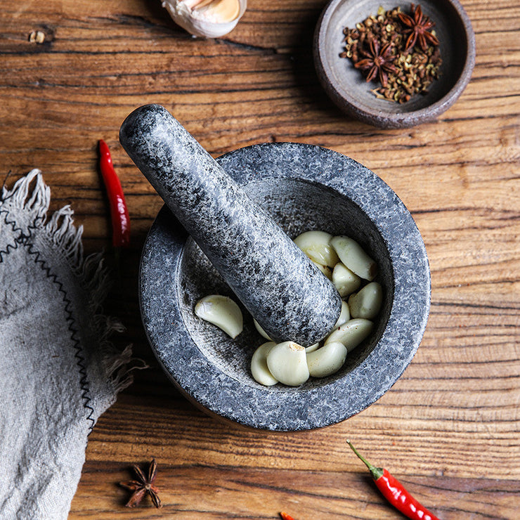 Retro Marble Kitchen Household Grinder Stone Mortar