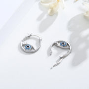 925 Sterling Silver Evil Eye Hoop Trendy Huggie Earrings