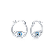 925 Sterling Silver Evil Eye Hoop Trendy Huggie Earrings