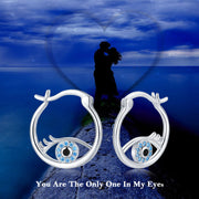 925 Sterling Silver Evil Eye Hoop Trendy Huggie Earrings