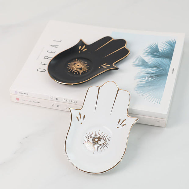 Black Buddha Hand Small Tray Devil's Eye Jewelry Plate