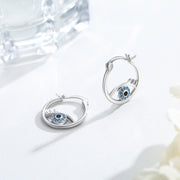 925 Sterling Silver Evil Eye Hoop Trendy Huggie Earrings